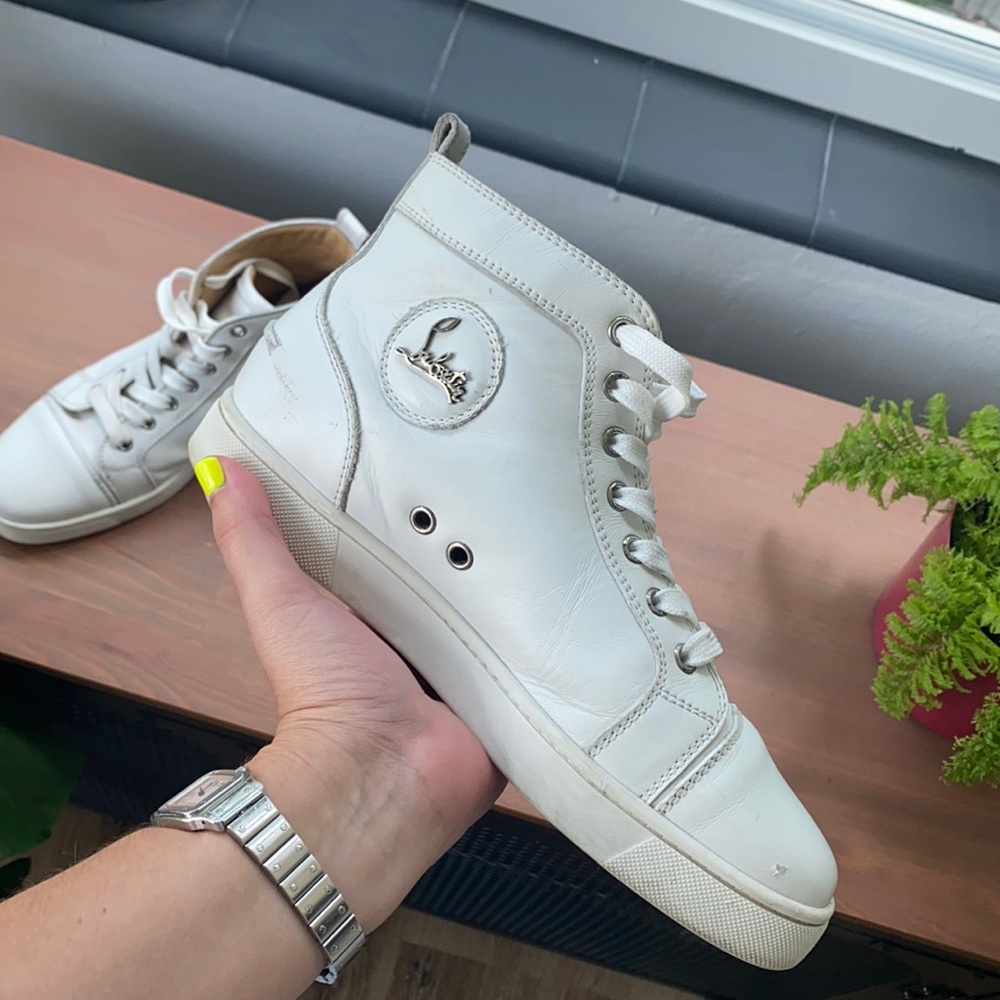 Louboutin Louis Leather High-Top Sneakers